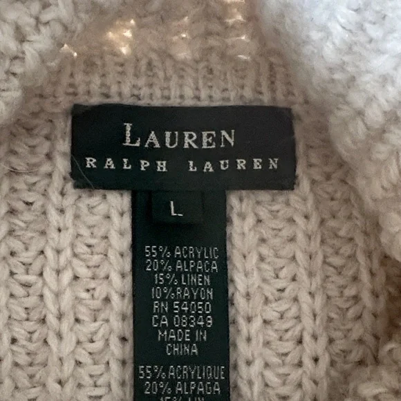 Lauren Ralph Lauren Beige Turtleneck Sweater - Picture 2 of 3